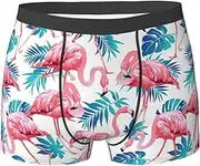 [HVTTIOR] Flamingo bird Green Plant Leaf Print Various Men Briefs Breathable Stretch Underwear Lightweight for All Day Comfort