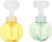 FRCOLOR 2pcs Foaming Soap Dispenser Flower Shaped Empty Foaming Bottle Plastic Liquid Press Bottle for Kitchen Yellow Green