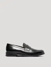 Hawes & Curtis Black Leather Penny Loafer Size: 11