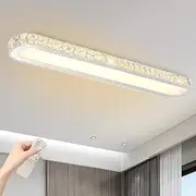 Ganeed Modern LED Ceiling Light Crystal Ceiling Lighting Dimmable Long Ceiling Lamp for Living Room, Kitchen, Dining Room, Bedroom (100cm)