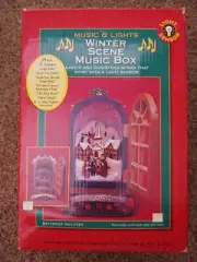Vintage Winter Scene Music Box, Music & Lights, 15 Tunes. Caroling Scene