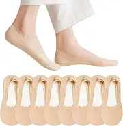 [DINGFENG] Sneaker Socks Women's 39-42 35-38 Ankle Socks Invisible Socks Non-Slip Summer Trainer Socks No Show Ballerina Socks, beige, 39