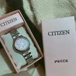 CITIZEN 星辰 WICCA 手錶 粉紅花語三眼 女生手錶 防水 女錶