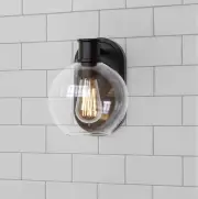 Dan Modern Farmhouse 1-Light Wall Sconces Light with Clear Glass Globe Shade ...