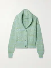 [Fortela] Fortela - Lexi Embellished Cable-knit Alpaca And Cotton-blend Cardigan - Green - small small Green
