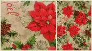 Noel Poinsettias/Christmas Holly/Mistletoe/Pine Cones Vinyl Tablecloth U Choose