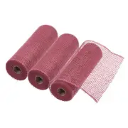 3pcs 10 Inch Poly Burlap Mesh for Wreath Mesh Ribbon 6.4 Yard Burgundy