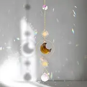 Sahoottie Tiger Eye Sun Catcher Moon Crystal Sun Catcher for Window Garden Hanging Crystal Rainbow Maker Sunlight Catcher