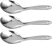 Kichvoe Rice Scooper 3pcs Rice Paddle Spoon Stainless Steel Rice Scoop Metal Serving Spoon Cooking Utensil Rice Servers Soup Ladle Oil Skimmer Spoon for Rice Maker Kitchen Tool Silver