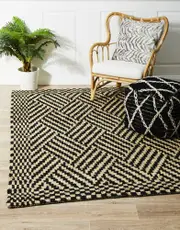 Kenya Tribal Natural Black Jute Rug