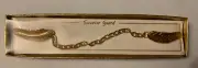 Vintage Sweater Guard Clip Gold Tone Leafs In Original Box
