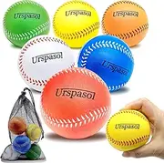 Urspasol Foam Baseballs 6-Pack Multi-Color Soft Baseball for Practice Safe Training Tballs Balls for All Ages Indoor Outdoor Play with Carrying Bag