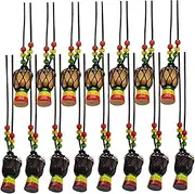 15Pcs African Drums Necklaces 2x1 Inch 2 Color Wooden Classic Mini Drum Pendant Creative Gifts for Kids Adults Party Supplies School Bongos for Kids African Drums