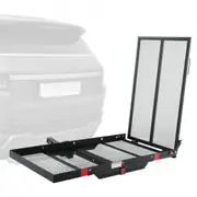 VEVOR Hitch Mount Wheelchair Carrier 45.3" x 25.6", 500LBS Mobility Scooter Carrier with Folding Ramp, Iron Trailer Hitch Rack Basket with Stabilizer,