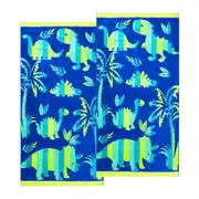 Renee Taylor Jacquard Velour Dinosaur Kids Beach Towel 2 Pack