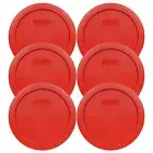 Pyrex 7201-PC 4 Cup Dark Red Round Plastic Lid 6PK New for Glass Bowl