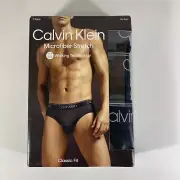 Calvin Klein Hip Brief Microfiber Stretch Wicking 3-Pack, Black, 2XL