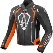 Arlen Ness Track Motorcycle Leather Jacket, black-orange, Size 48 for Men Black Orange