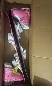 Defiance Flash Pink 130-140cm Ski Package with Roces Adjustable Ski Boots