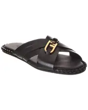 FENDI O'Lock Motif Leather Sandal