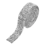 Rhinestone Ribbon 1.2 Inch 3 Yards Crystal Ribbon Trim Roll Silver