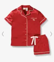 Peter Alexander Girls Red Poly Satin Pj Set Girls Size 3 BNIB