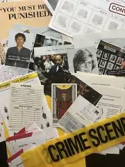 CRIME JUNKIE Themed book pages cut outs, & more junk journal - 50 item bundle