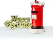 Classic Post Box Resin Cake Topper & Gold Merry Christmas Motto