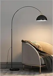Arc Floor Lamp w/Remote Control Modern Tall Standing Lamp Stepless Dimmable Curved Reading Lamp Adjustable Shade and Marble Base for Bedroom Office Living Room