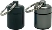 2 Pair Alumium Pill Container Keychain Pocket Stashes Metal Medication Pill Holder Travel Pill Box (Gray and Black, One size)