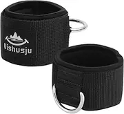 Vishusju Ankle Strap Neoprene Padded Fitness Wrist Cuff with D Ring Adjustable High Strength Exercises Belt Strap for Cable Machines
