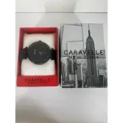 Caravelle Modern Black Crystal Rock Dial Black Stainless Bracelet Watch 45L171