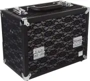 CABOODLES LARGE Black Lace Make Me Over 4 Tray Train Cosmetic Storage Case - NEW