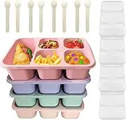 16pcs Bento Box Set, 1300ML Lunch Box with 5 Compartments,Reusable & Stackable Snack Boxes for Picnic and School, Microwave/Dishwasher/Freezer Safe, Bpa-Free(4 Packs)
