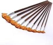 YESSMI Fan Paint Brushes,9Pcs Shape Drawing Brush,Fan Artist Brush,Soft Nylon Hair Brushes,Artist Brushes,Nylon Wood Long Handle Brush,Fan-Shaped Painting Brush