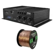Pyle PFA220BT 2-Channel 120W Bluetooth USB Amplifier System, 16 Ga 50ft Wire