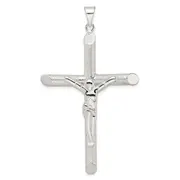 Sterling Silver Polished And Texture Tube Crucifix Cross Pendant