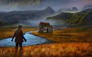 Landscape romantically apocalyptic art nature mountains Custom Gaming Mat Desk