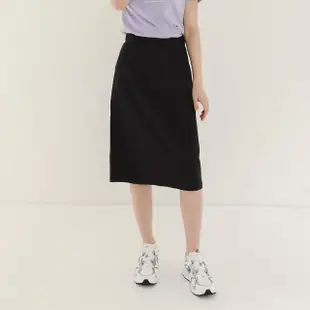 【Hang Ten】女裝-REGULAR FIT鬆緊腰頭口袋中長裙(黑)