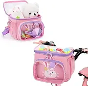 ZQVU Kids Bike Basket ，Waterproof Fabric Bicycle Basket，Boy and Girl Bicycles Front Basket Accessories，Fits Scooter and Tricycles Bike Handlebar Bag ，with Shoulder Strap. ﻿