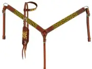Showman Sunflower & Cheetah Print Leather Headstall & Breast Collar Set