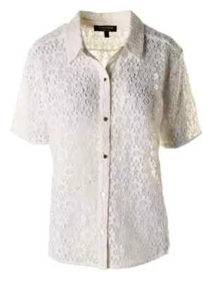 Juicy Couture Black Label Womens Twiggy Lace Short Sleeves Button-Down Top M NEW