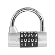 Combination Padlock, 5 Digit Gym Locker Lock Zinc Alloy Password Padlock, Silver