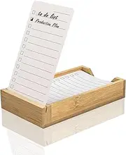 AAiphuwew Daily To Do List Planner, Daily ToDo Checklist Cards and Bamboo Stand, 50 To Do Cards, Productivity System Planners Notebook for Work Office Accessories