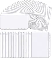 35pcs Binder Pockets A6 Size 6 Holes Zipper Binder Pouch Folders for 6-Ring Notebook Binder Loose Leaf Bags, Waterproof PVC Pouch Document Filing Bags
