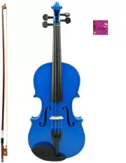 Blue Violin,Case,Bow,Strings,Bridge,Rosin+E String~4/4 3/4 1/2 1/4 1/8 1/10 1/16