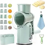 Le D Affaires 5 in 1 Gourmet Cheese Grater - Rotary Hand Crank Multifunctional Vegetable Cutter & Slicer (Green)