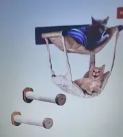 Perfekpoket Ultimate Cat Double Lounging Hammock With Cat Climbing Post