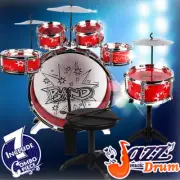 Children Kids 13 Pcs Jazz Drum Set Junior Drums Kit Toys with Stand Chair