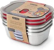 [BLACK + BLUM] Lunch Bowl Set - Reusable Meal Prep Containers for Picnic & Camping - Microwavable Stainless Steel Lunch Dinner Food Storage Box with Leak Proof Lid - Dishwasher Oven Safe - Small 22oz